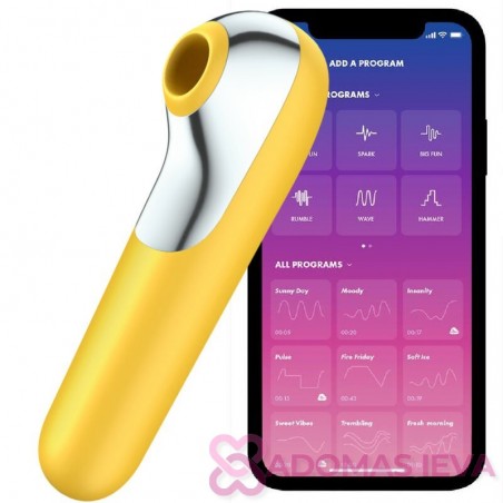 SATISFYER DUAL LOVE VIBRATOR AND SUCTIONER YELLOW