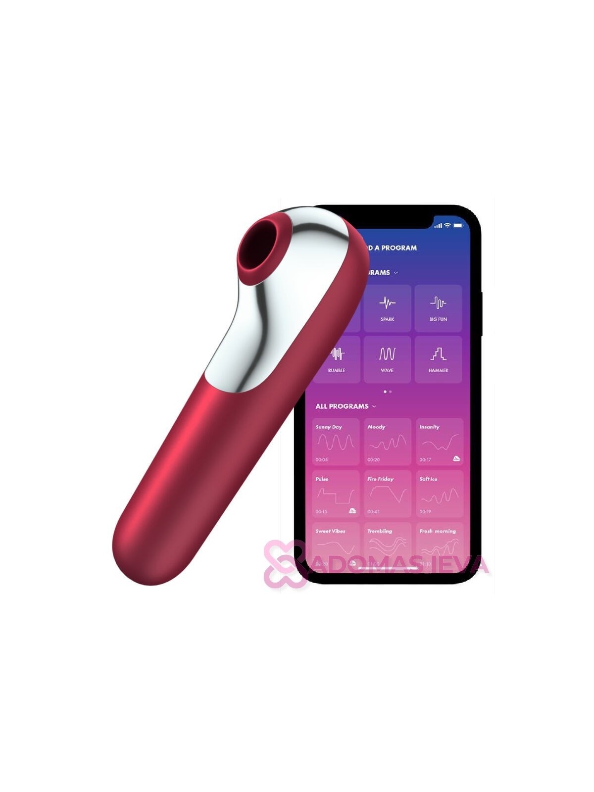 SATISFYER DUAL LOVE VIBRATOR AND SUCTIONER RED